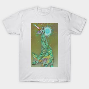 Fractal Diamond Llama Unicorn T-Shirt